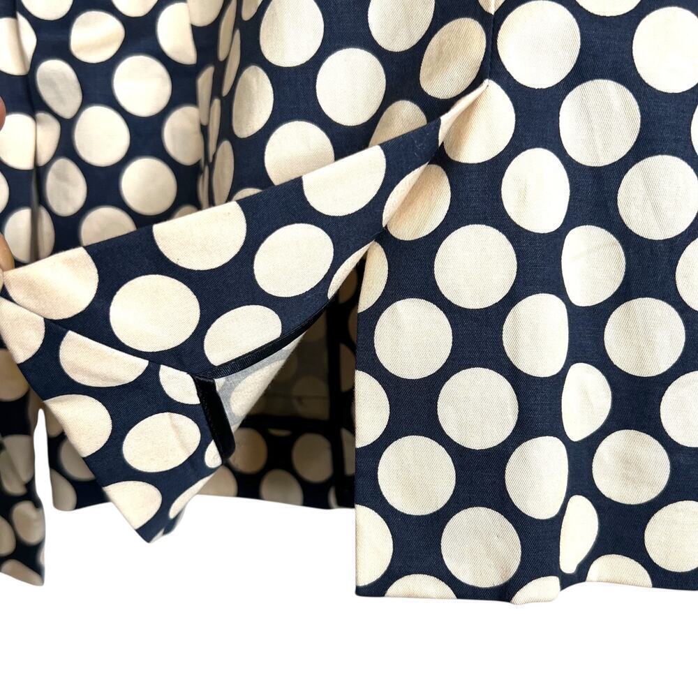 J.Crew Blazer Jacket 98% Cotton Navy Blue with Cream Polka Dots Women’s Size 4 - Picture 7 of 10